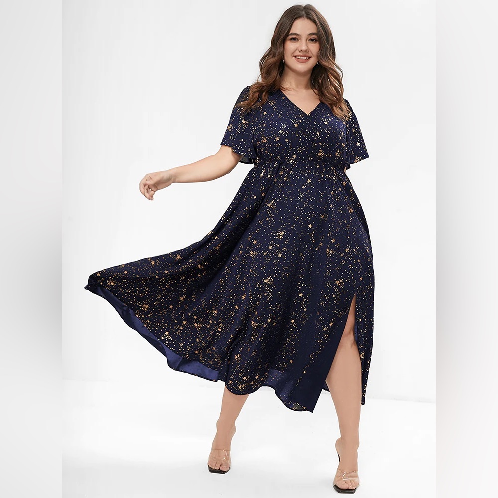 XL Bloomchic Navy Stars Flowy Maxi Dress